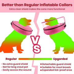 BARKLESS cono con escudo rosa, vista del escudo desmontable para mayor protección