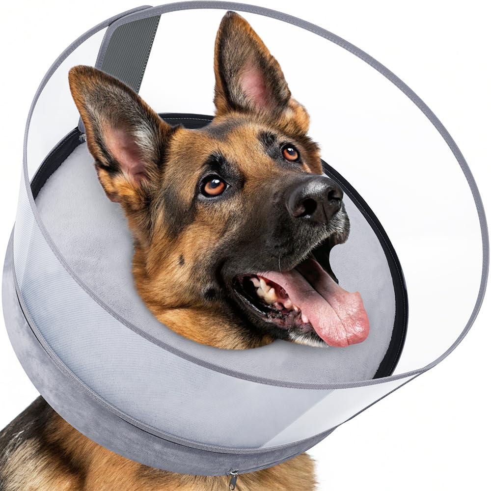 BARKLESS Collar Donut, vista lateral, protege la herida sin limitar la movilidad.