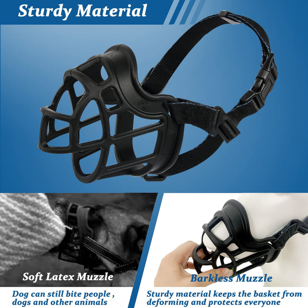 La barkless-muzzle-diseno-en-forma-de-w evita roces y protege los ojos del perro.