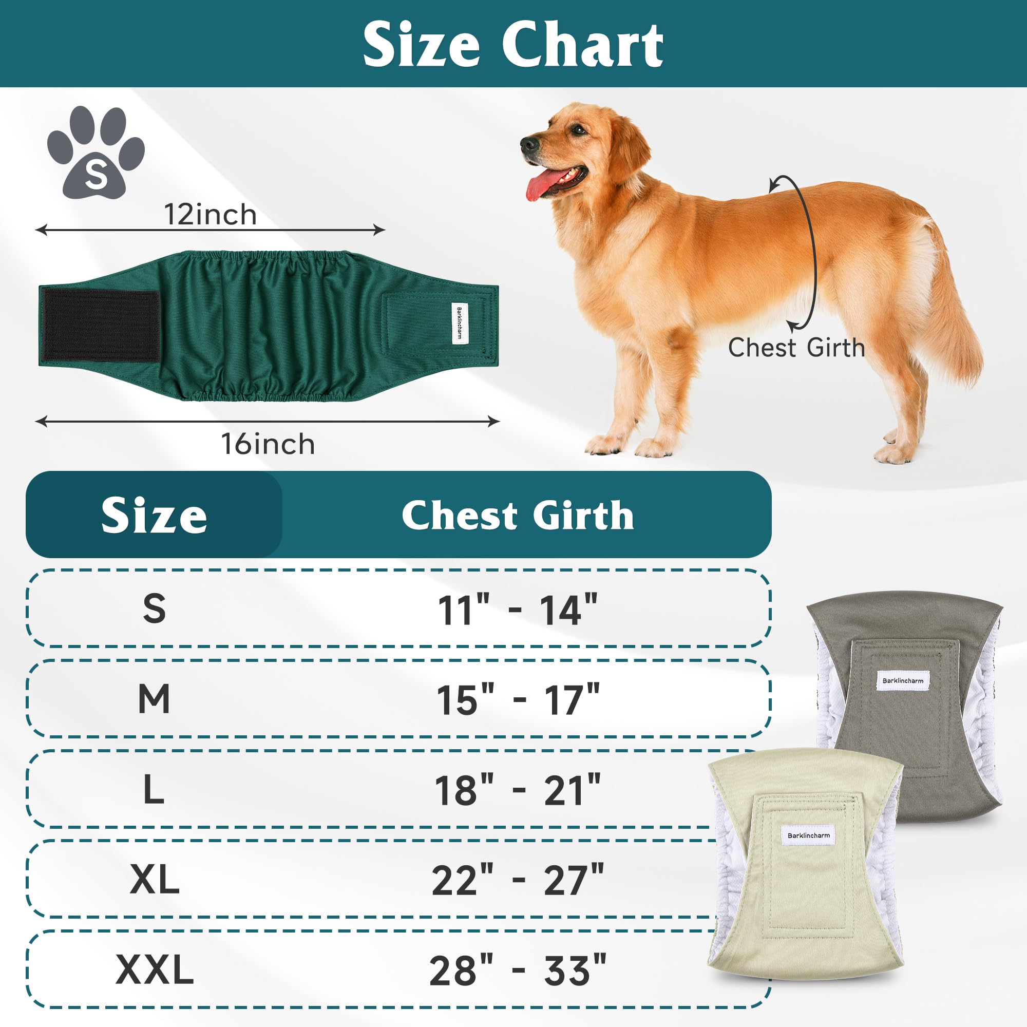 Barklincharm panales con ajuste cómodo para perros machos.
