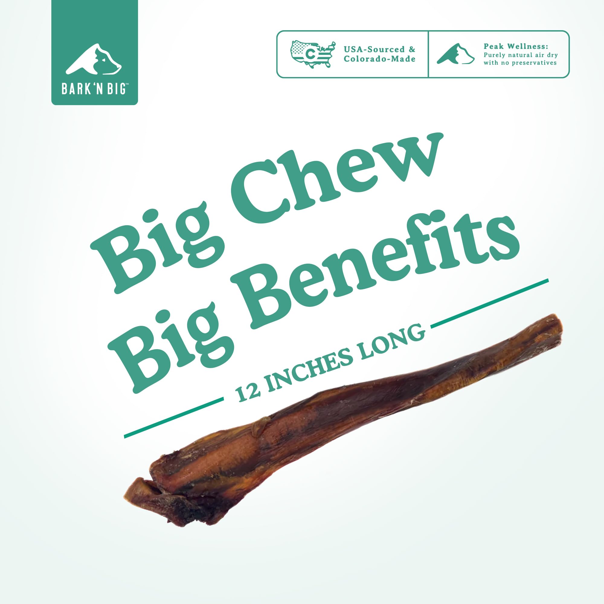 BARK'N BIG Bully Stick con alta proteína y baja grasa para perros grandes.
