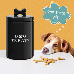 Barnyard Designs Contenedor golosinas perro ceramica rustico negro, estilo campestre para la cocina.