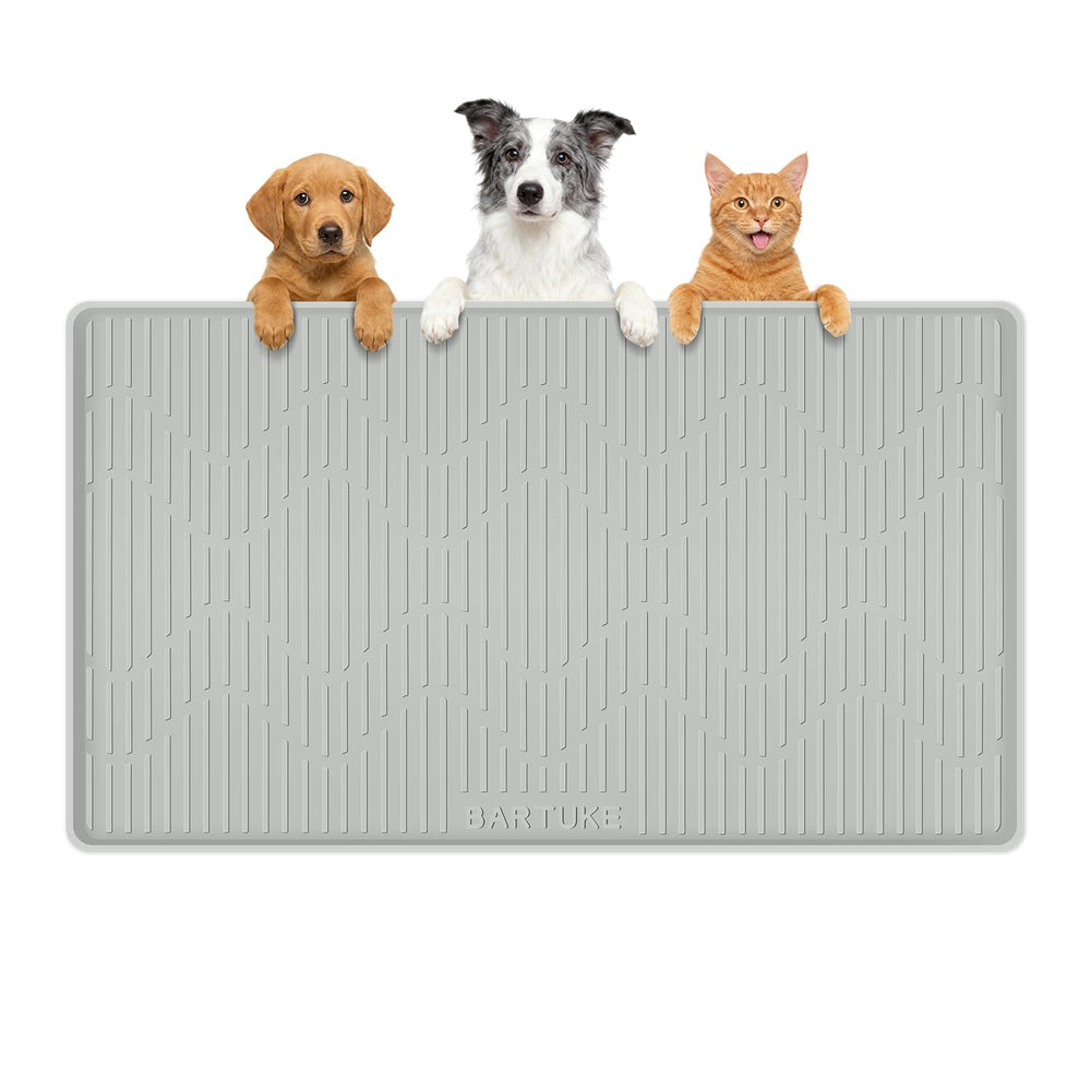 Bartuke alfombrilla de alimentación de silicona para gatos y perros, 81x56 cm, mantiene el área limpia.