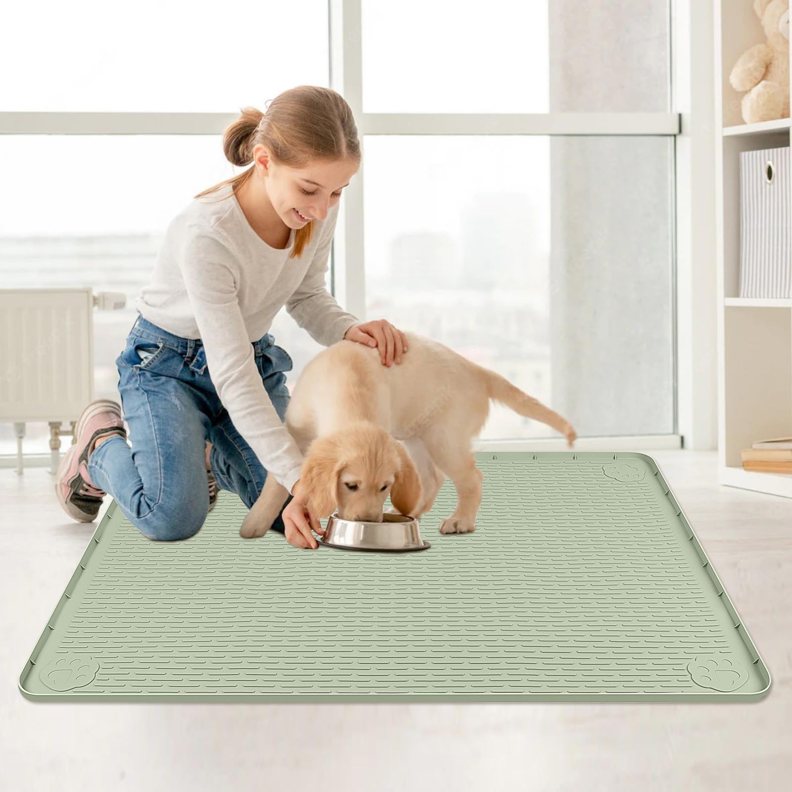 Bartuke alfombrilla verde para comida, color agradable y práctica en casa.