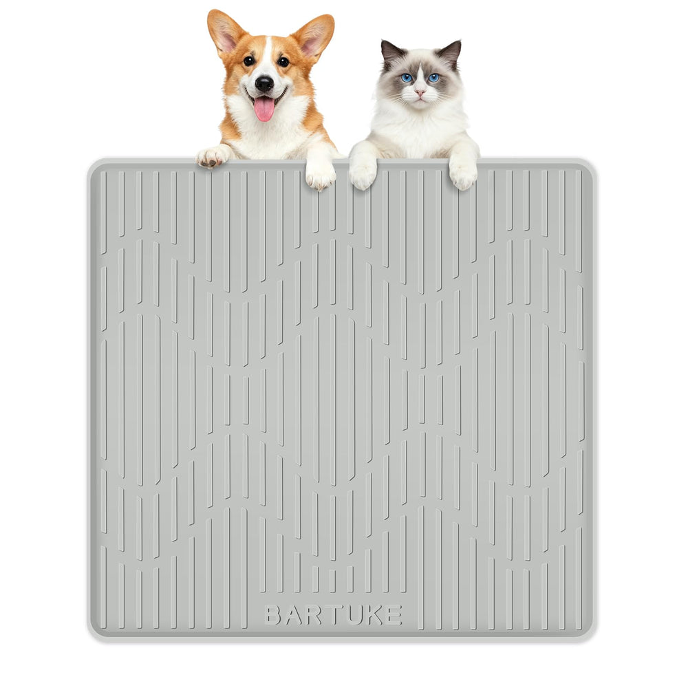 Bartuke almohadilla alimento mascotas 27x27 gris mantiene cuencos estables y derrames reducidos.