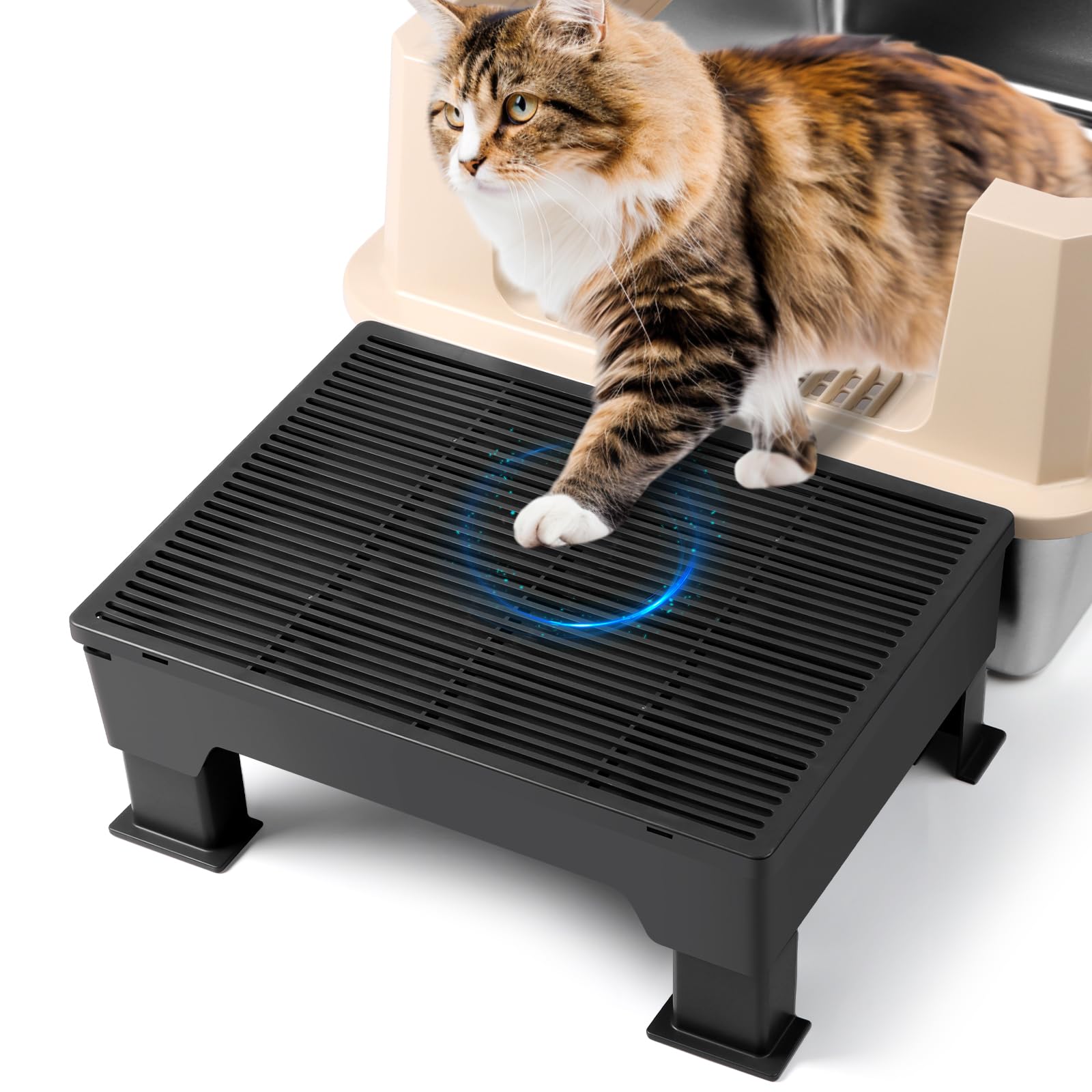 Bartuke rampa para caja de arena con ajuste, ideal para gatos pequeños.