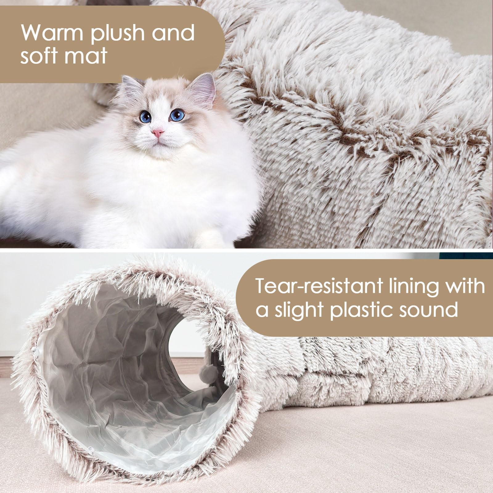 Baseola Tunel Gato, donut espacioso para varias mascotas y compartir juego.