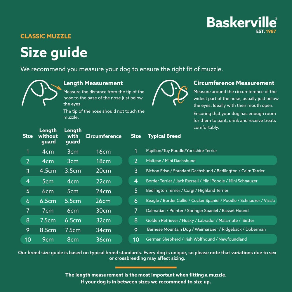 Baskerville Muzzle de cesta clásica: material TPR mejorado para durabilidad