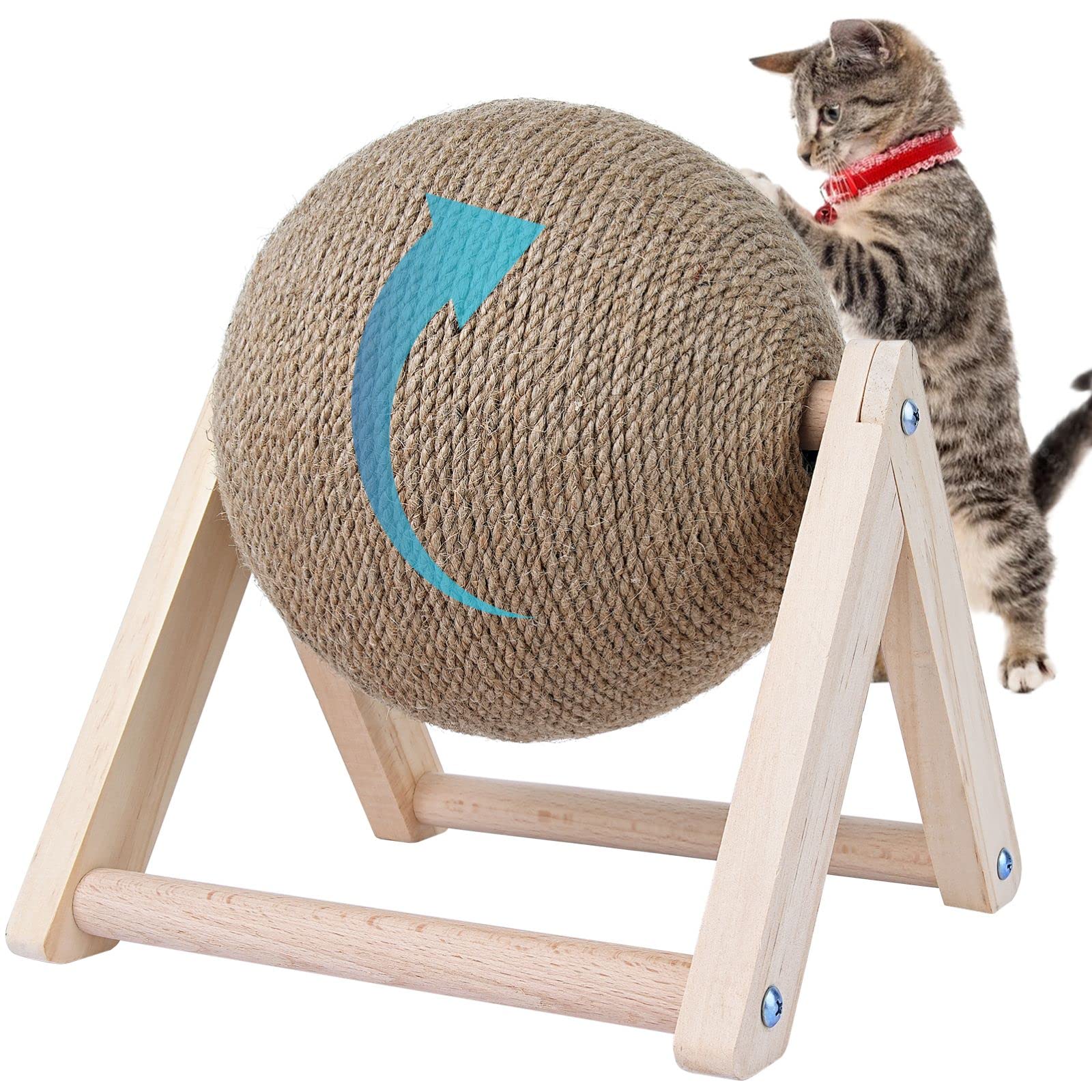 BATTIPAW bola de sisal giratoria para gatos, estimula juego y ejercicio.
