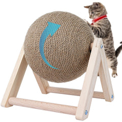 BATTIPAW bola de sisal giratoria para gatos, estimula juego y ejercicio.