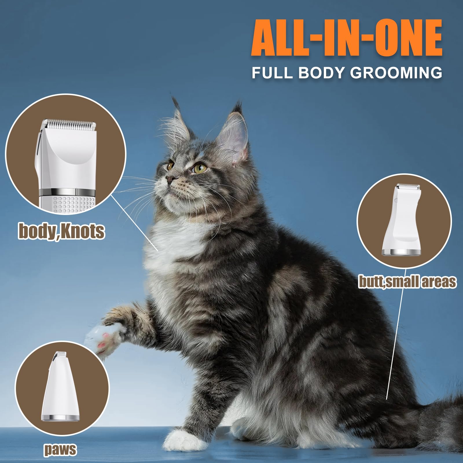 Bautrium Cortapelo Gato 3en1 patas para recorte delicado de patas y uñas.