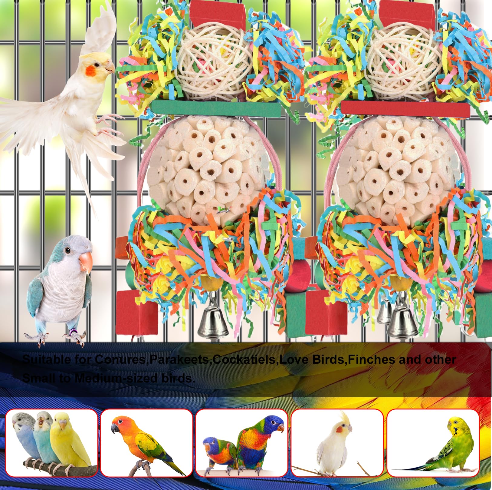 BBjinronjy bloques-madera-pintados-aves: colores y mordisqueo seguro