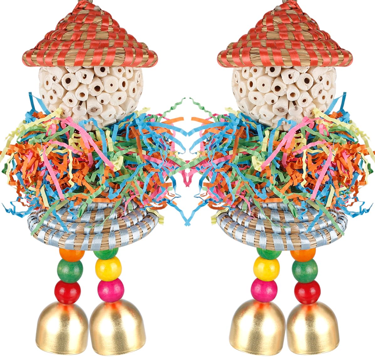 BBjinronjy colgante de aves con bolas sola y campana para estimulación diaria.
