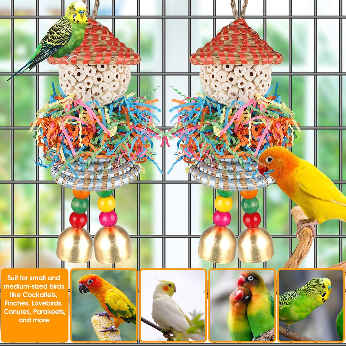 BBjinronjy juguete de aves texturas para forraje que fomenta la exploración.