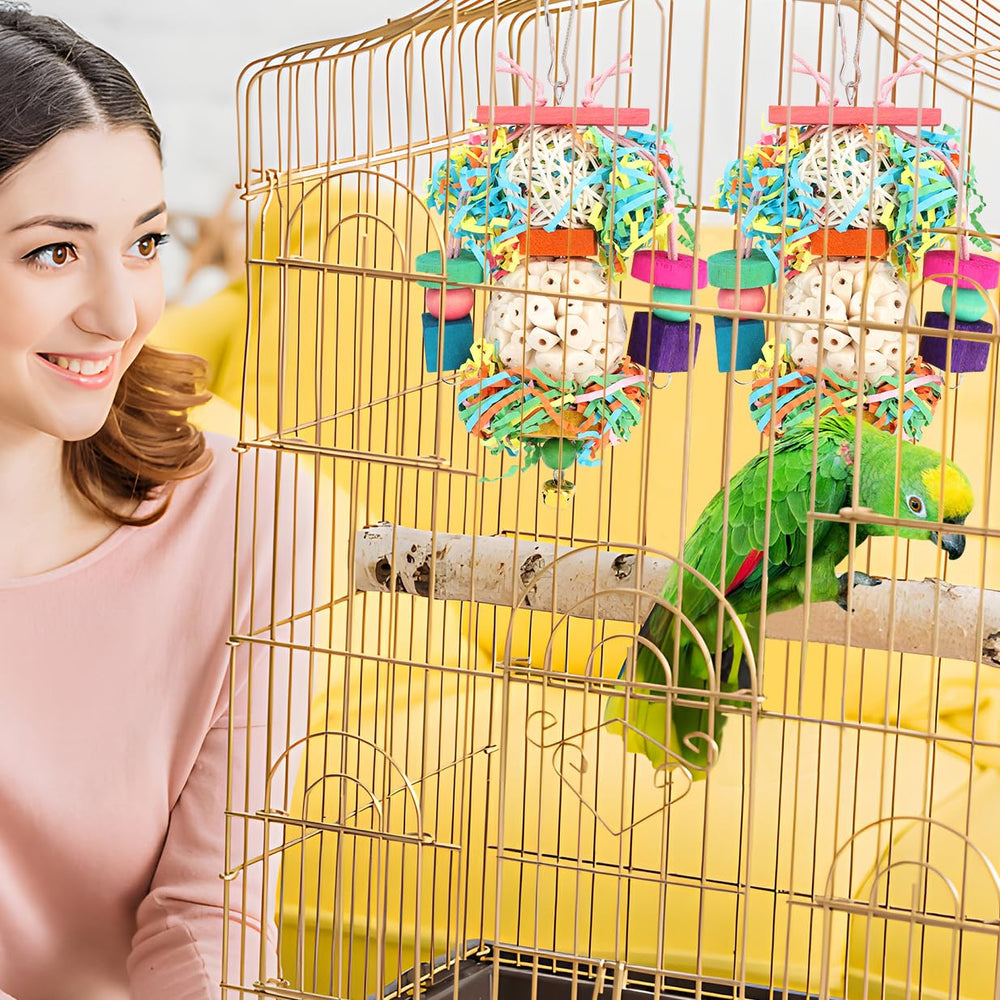 BBjinronjy colección para aves colgante, facilita exploración de forraje y juego.