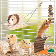 BBjinronjy Juguetes molares para hamster: escalera de madera para ejercicio y exploración segura