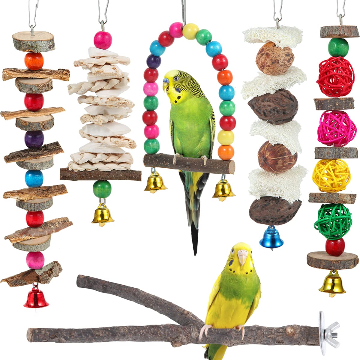bbjinronjy percha aves juguete madera promueve ejercicio y juego seguro.