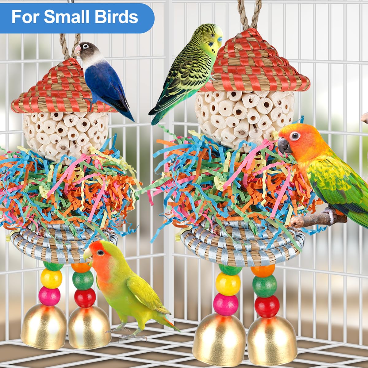 BBjinronjy tamaño adecuado para aves pequeñas facilita manejo y juego seguro.