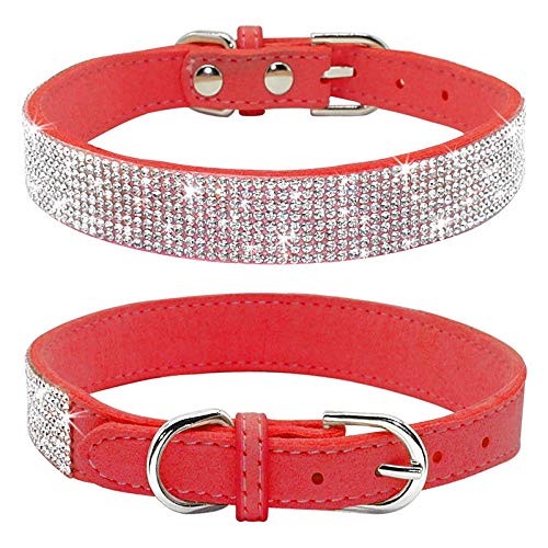Collar Bbmmayy con cristales rojos, brilla en paseos diarios.
