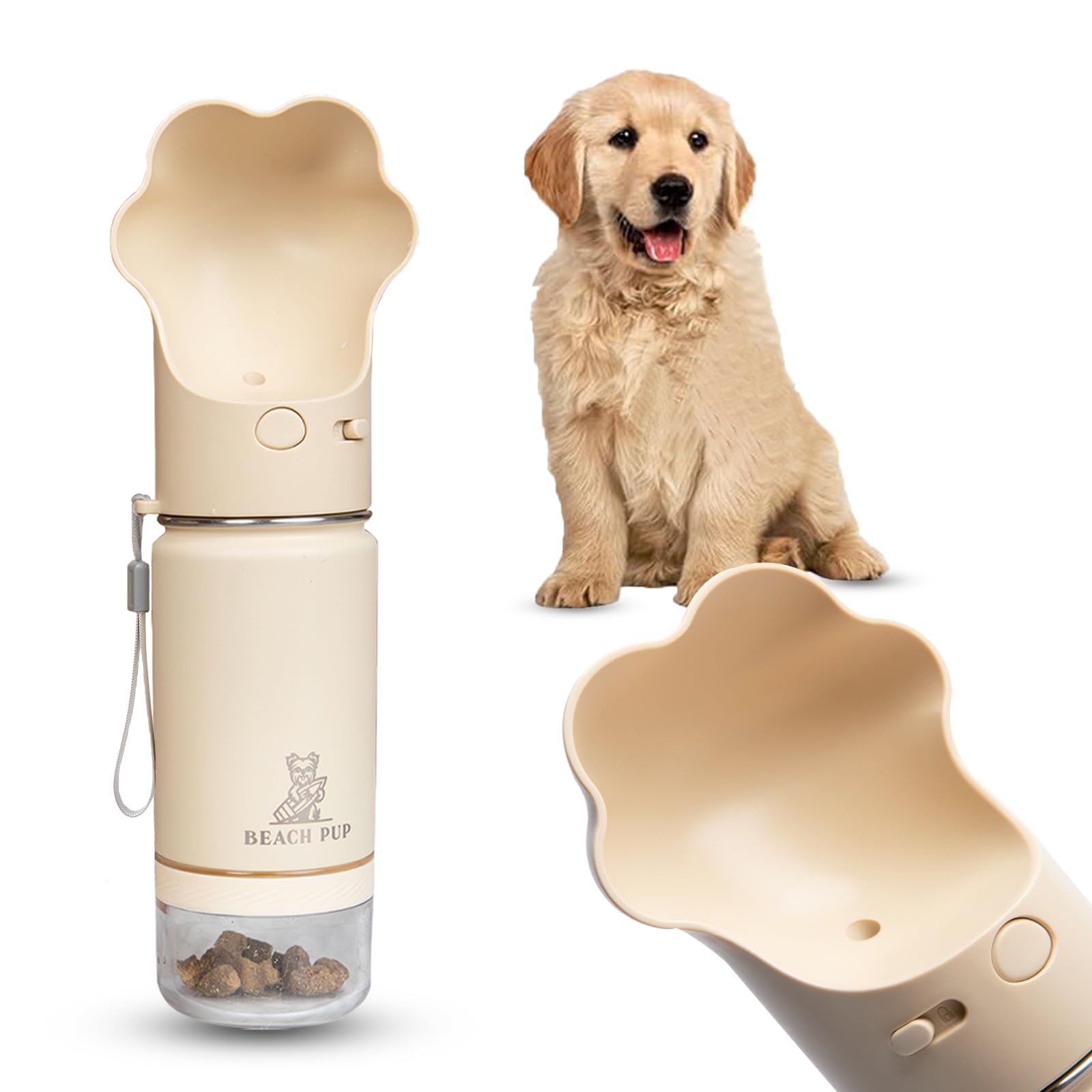 BEACHPUP botella 10oz con cuenco para paseos y alimentación del perro
