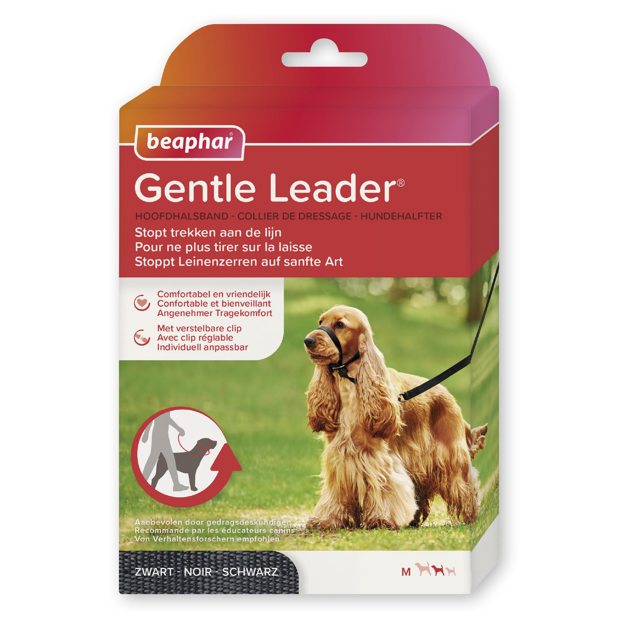 Beaphar Gentle Leader collar de cabeza para perro mediano, ayuda a controlar tirones durante paseos.