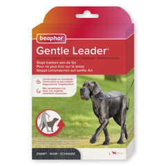 Beaphar Gentle Leader L, collar de cabeza negro para perros grandes, control suave durante paseos.