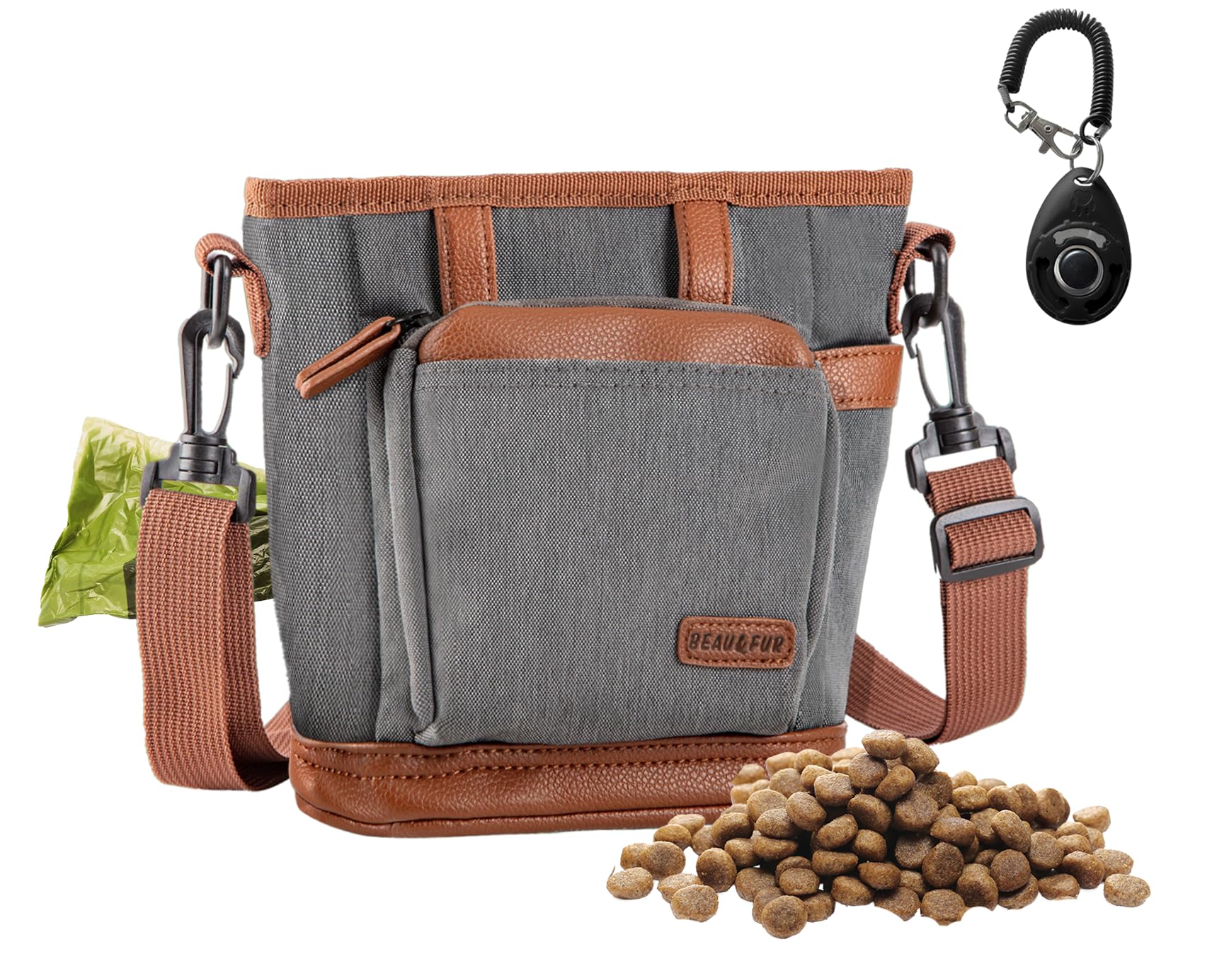 BEAU&FUR bolsa premios para entrenamiento, capacidad de 4 tazas, fácil acceso a golosinas.