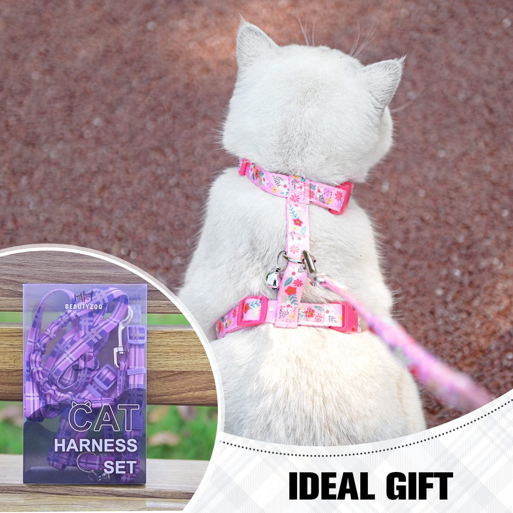 BEAUTYZOO arnés para gato diseño floral brillante, mayor visibilidad al aire libre.