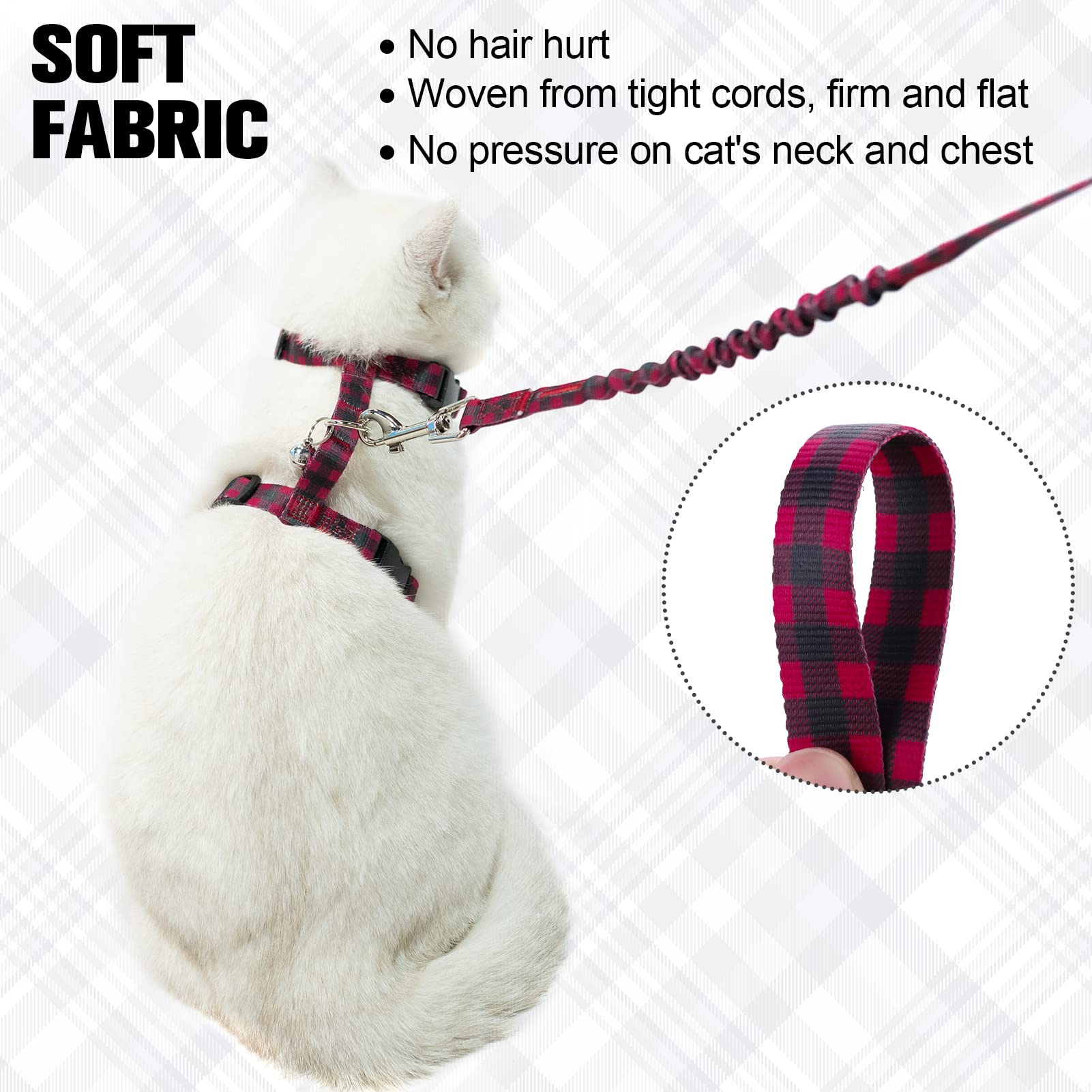 BEAUTYZOO arnes-gato-estampado-plaid para paseos visibles.