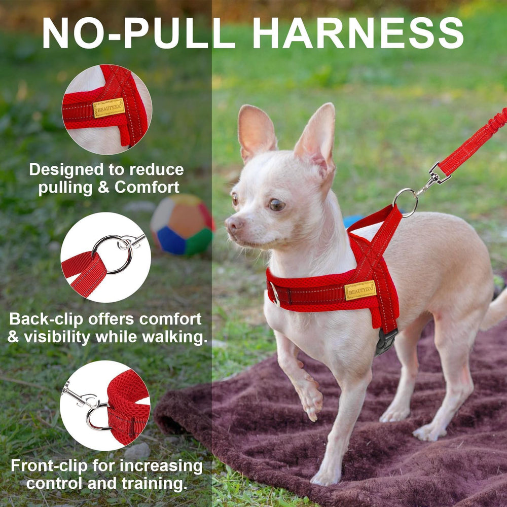 BEAUTYZOO arnés a prueba de tirones para perros pequeños, rojo.