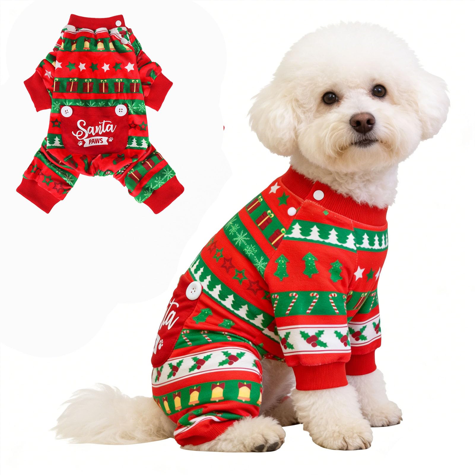 BEAUTYZOO BEA pijama navideño para perro en terciopelo cristal, calor suave