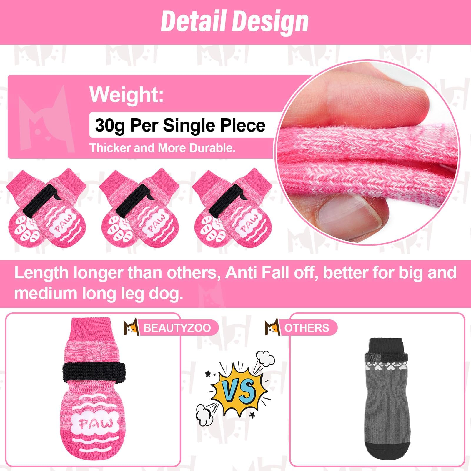 BEAUTYZOO calcetines antideslizantes para perros medianos estabilidad al caminar