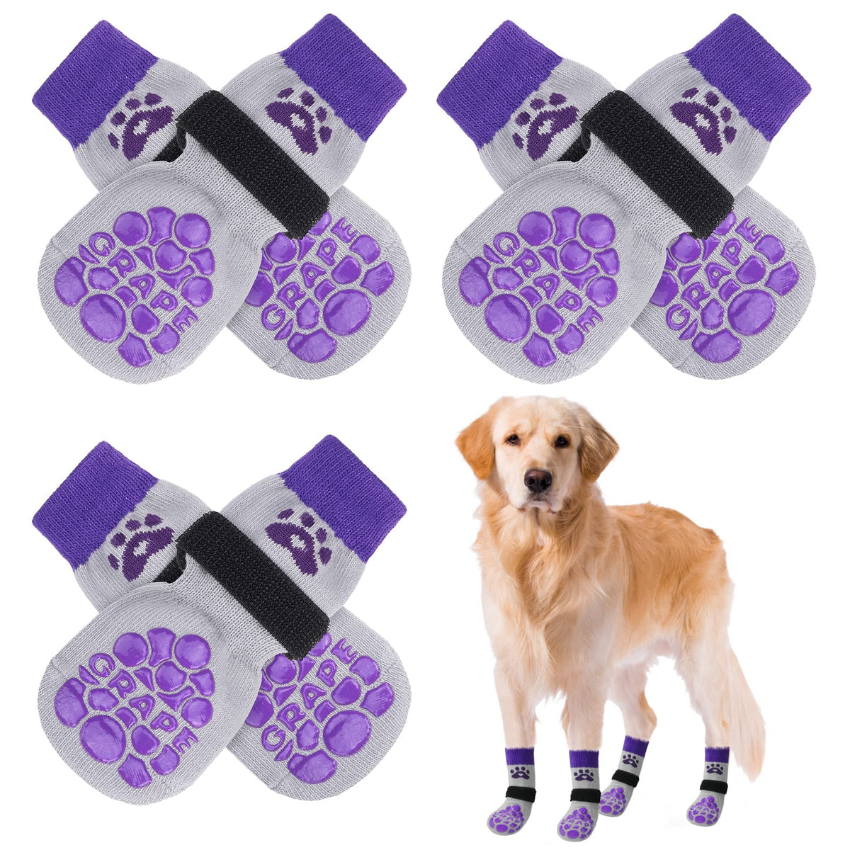 BEAUTYZOO calcetines antideslizantes para perro, mayor agarre en suelas de madera