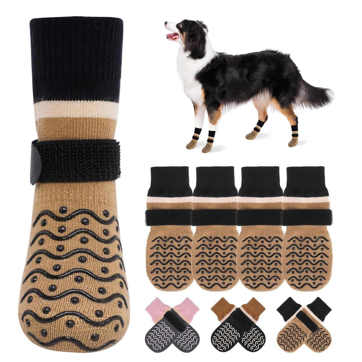 Calcetines BEAUTYZOO para perro con agarre, ideal para suelos de madera.