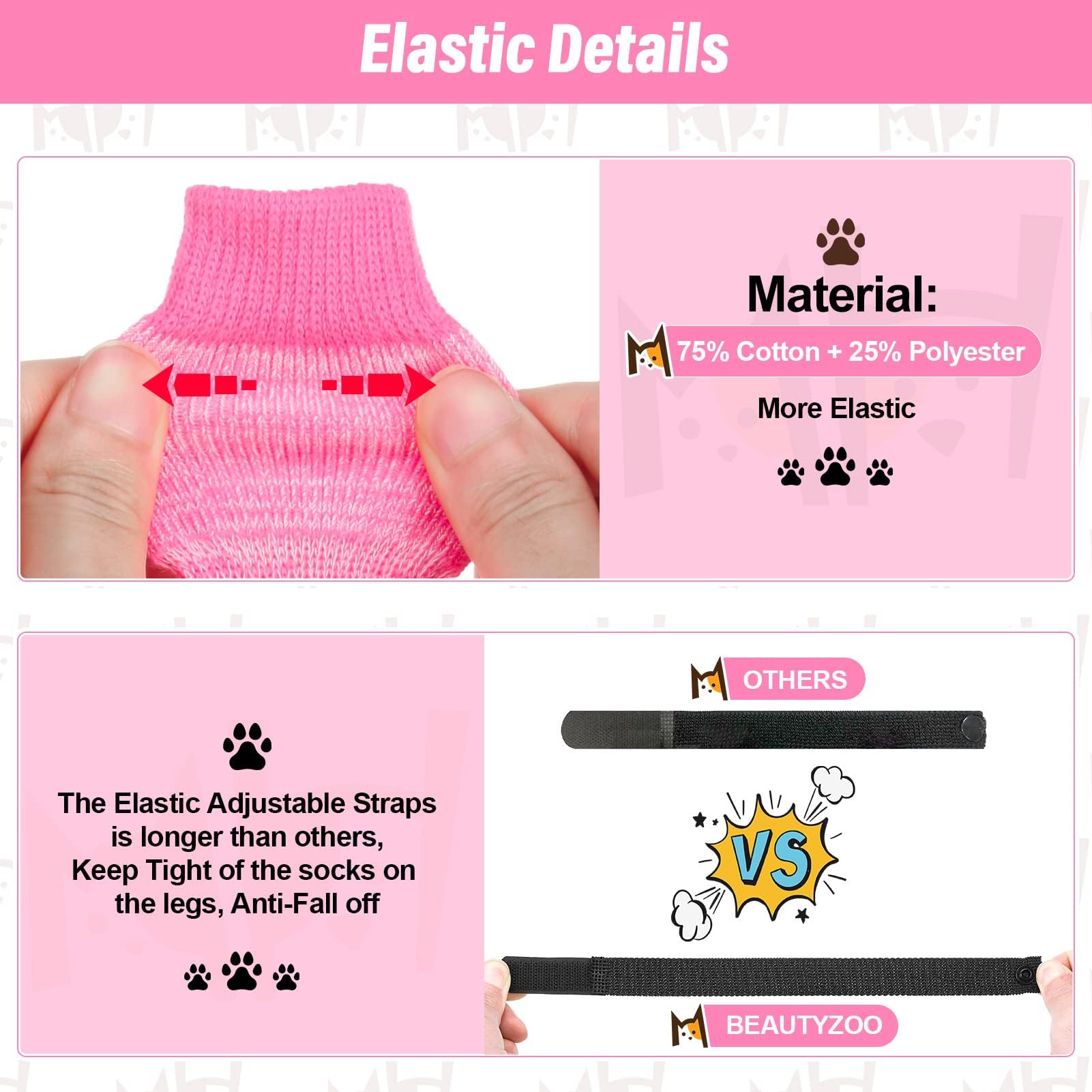 BEAUTYZOO calcetines para perros con ajuste ajustable y seguro