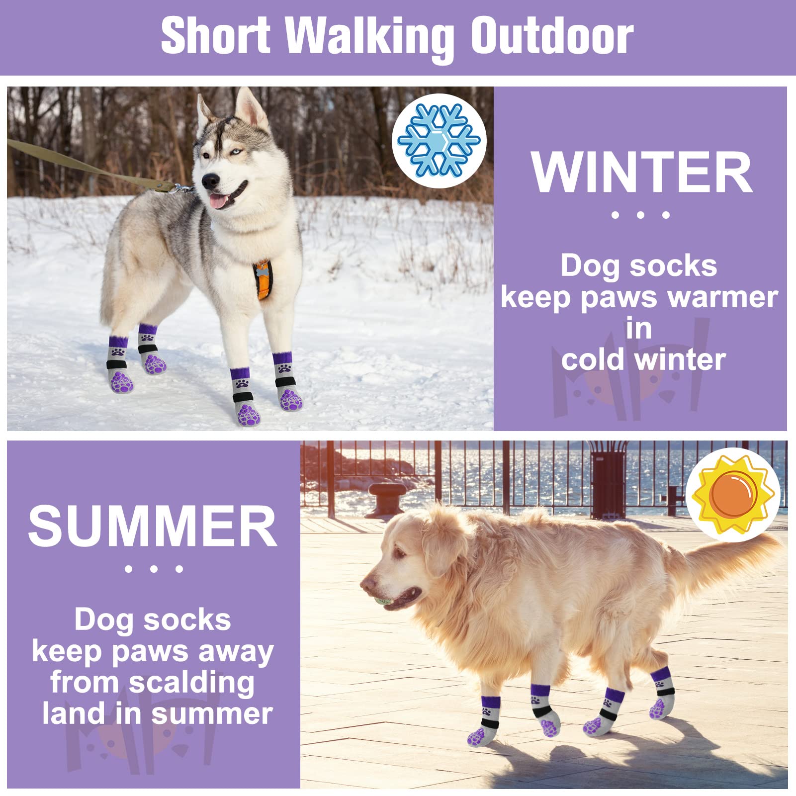BEAUTYZOO calcetines para perro con correa ajustable, ajuste seguro