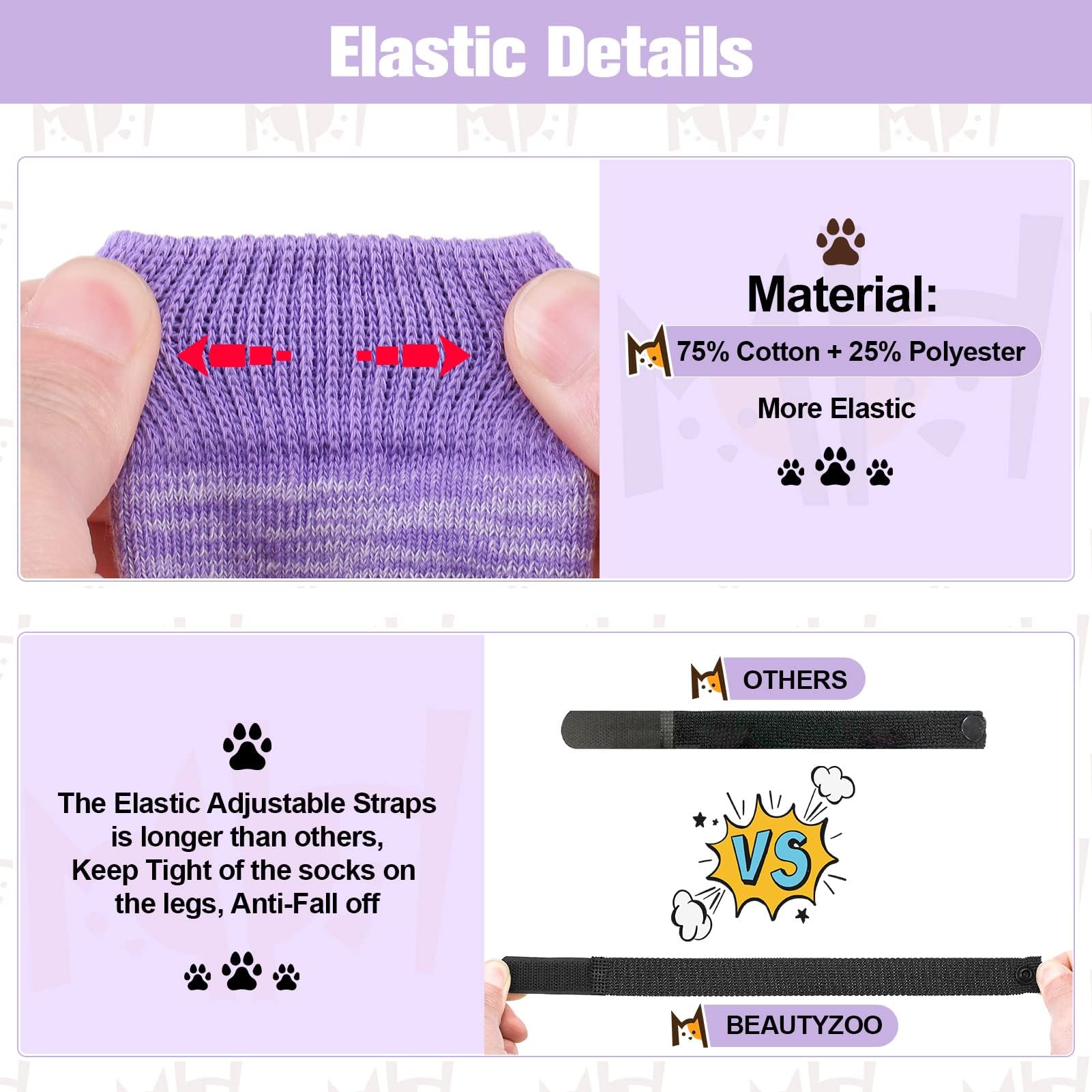 BEAUTYZOO calcetines para perro con algodón y poliéster para durabilidad