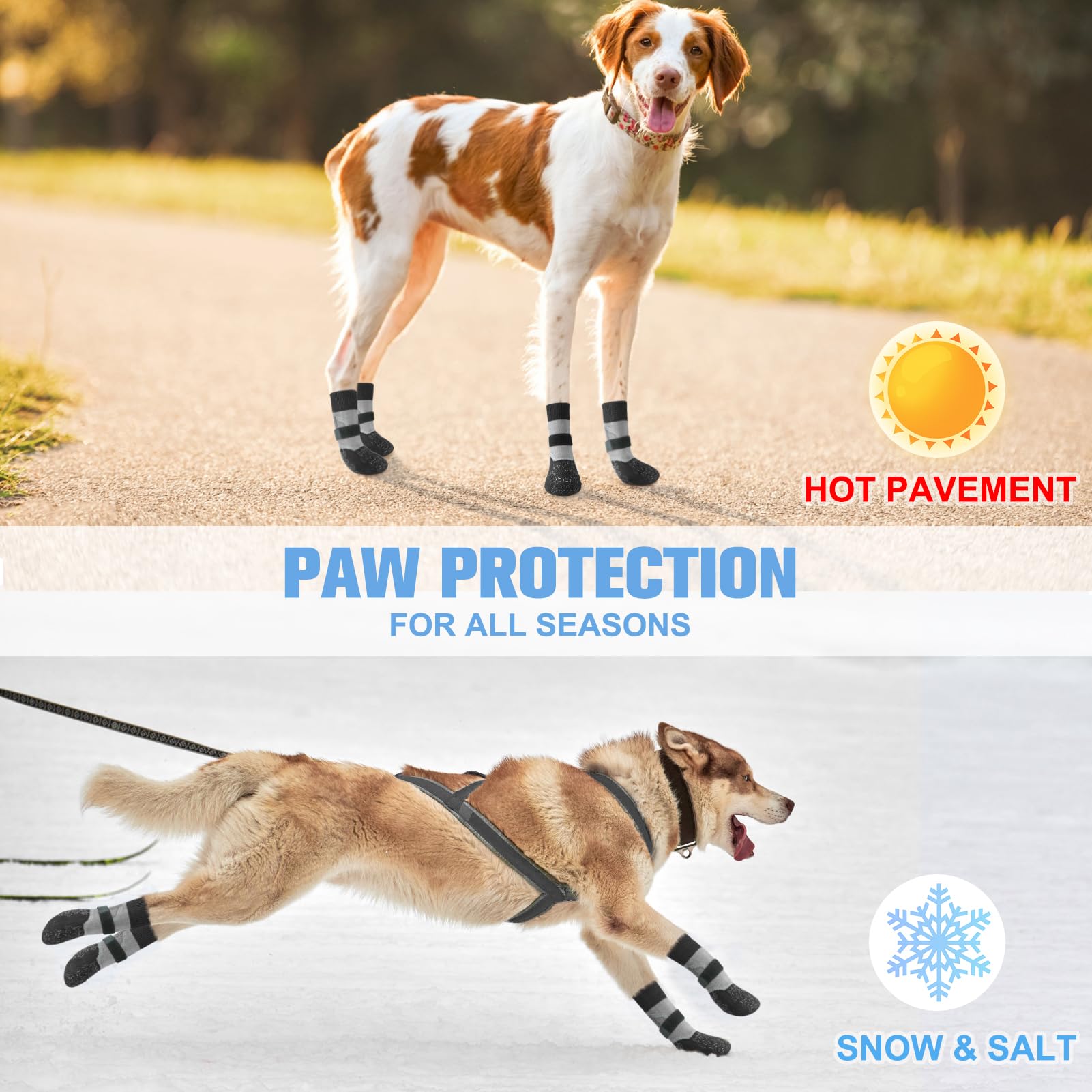 Incluye dos pares de calcetines BEAUTYZOO, talla ajustable para patas de cualquier tamaño.