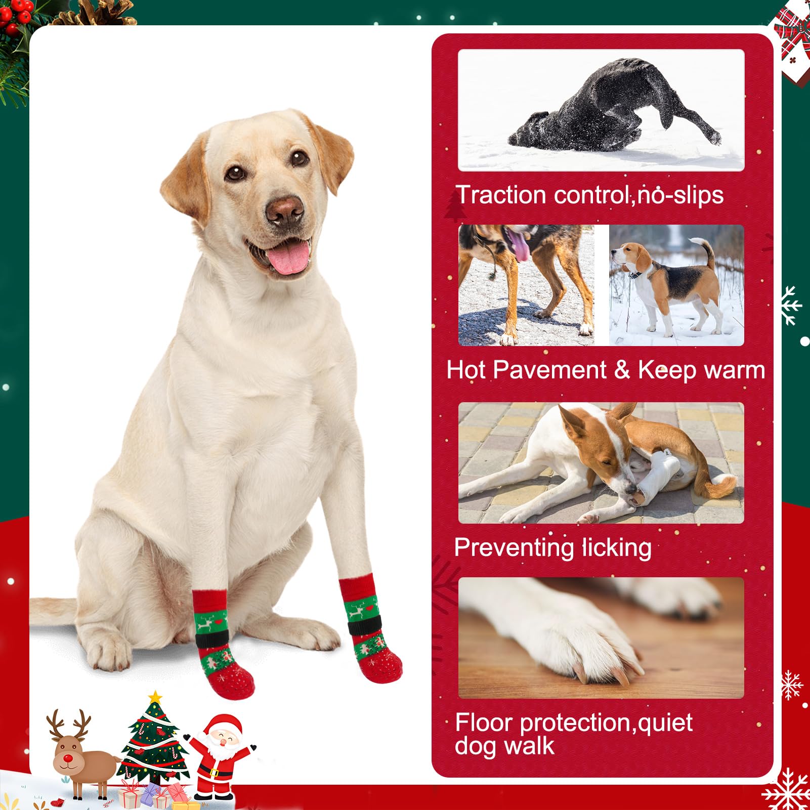 Calcetines BEAUTYZOO para perros, protección de patas y prevención de lamido en exteriores.