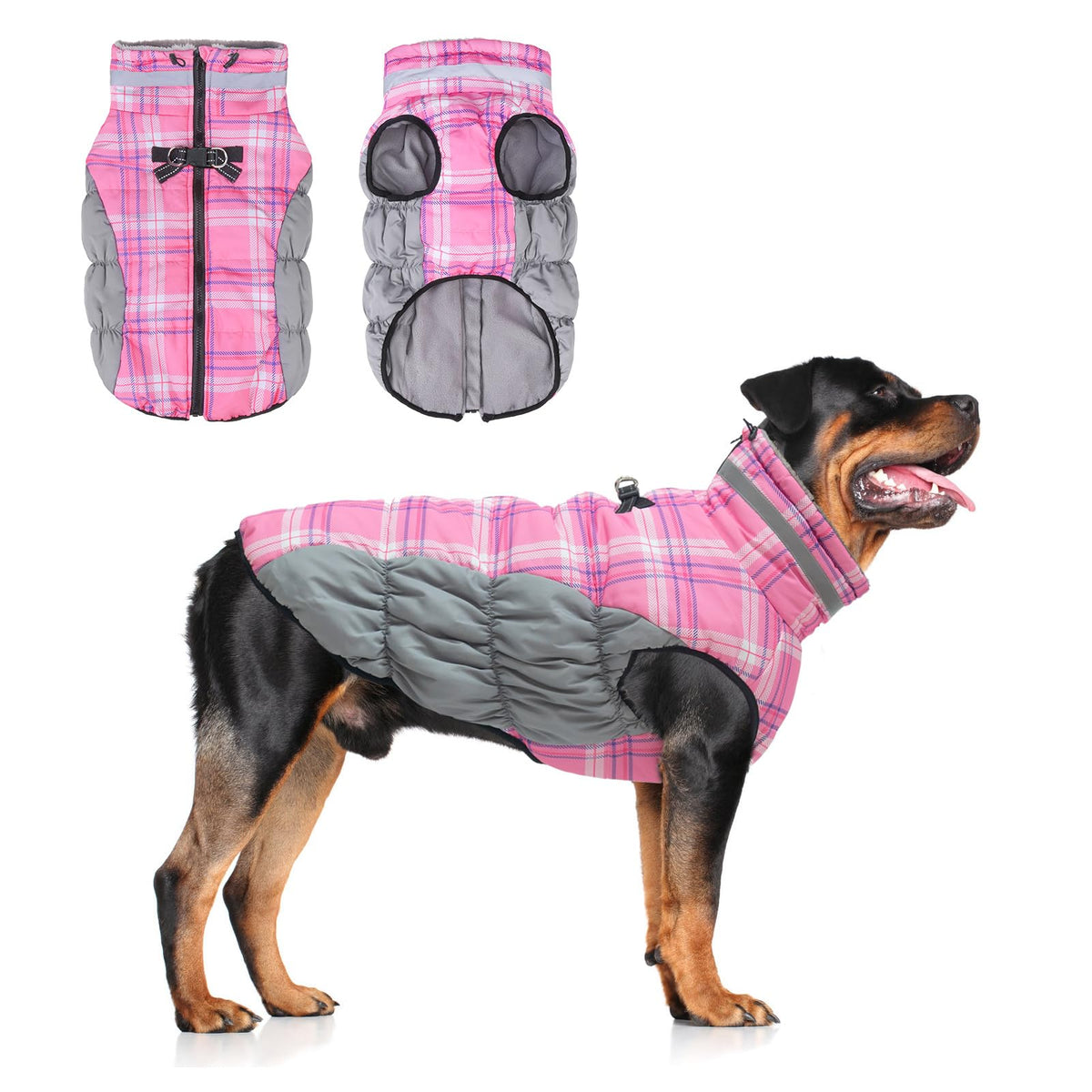 BEAUTYZOO chubasquero para perro con arnés incorporado, comodidad y control durante paseos.