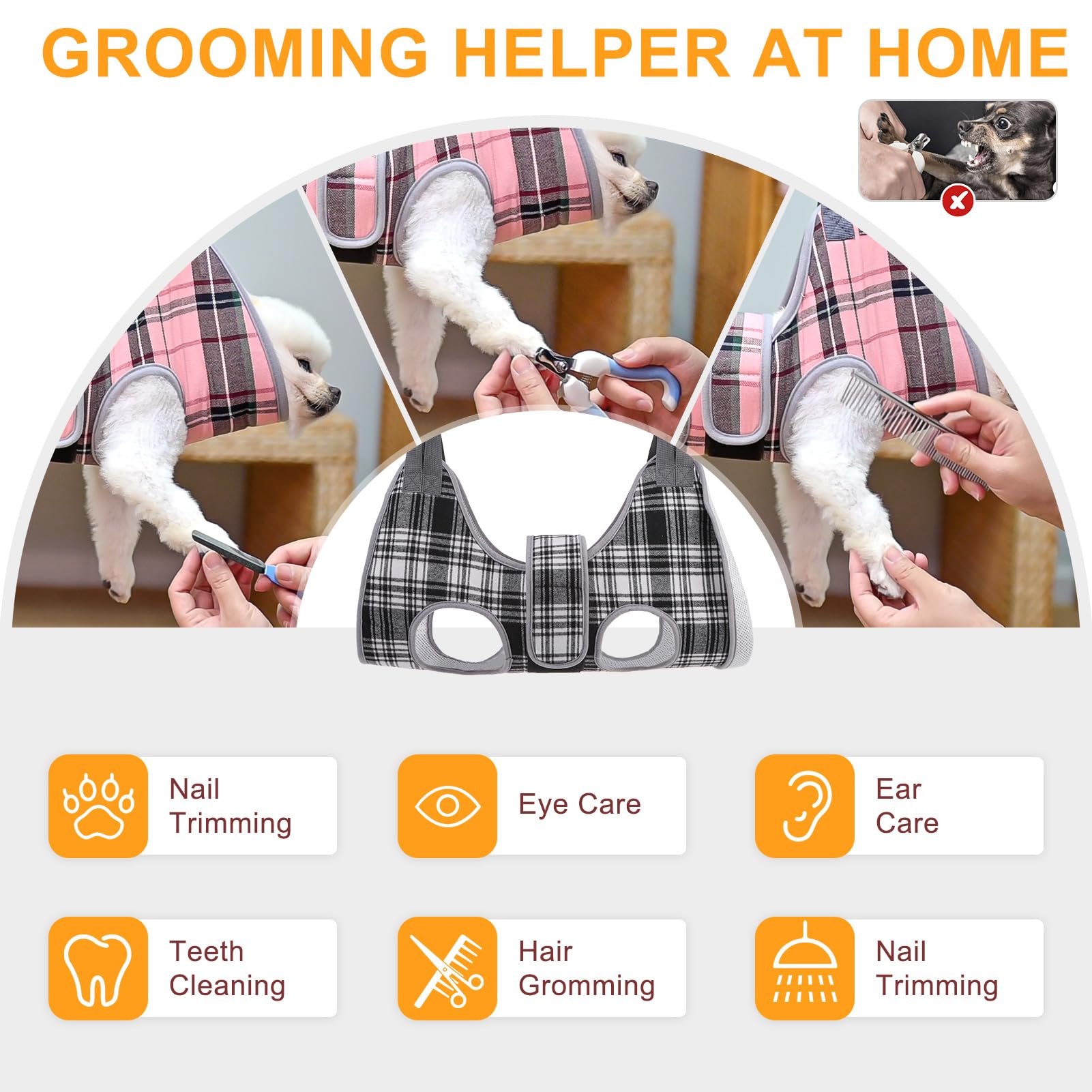 Cintas tejidas BEAUTYZOO para asegurar la hamaca durante grooming.