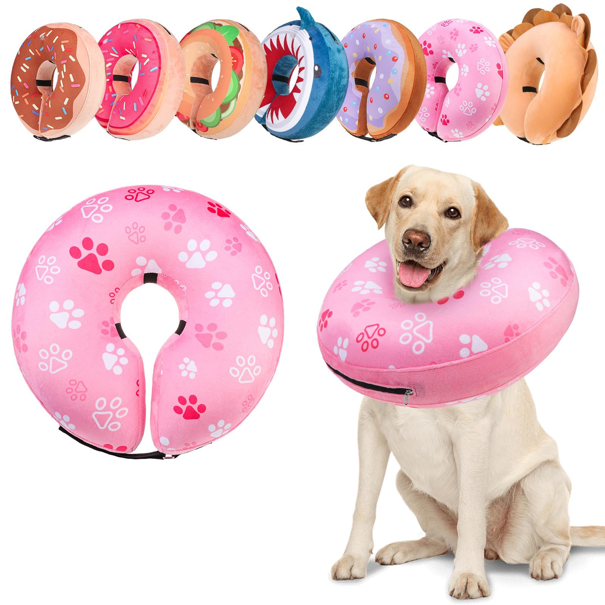 BEAUTYZOO collar-donut-inflable-perro-xl evita lamer heridas durante la recuperación