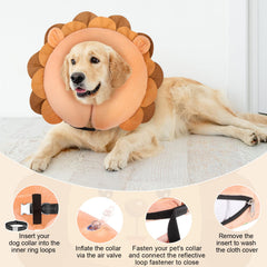 BEAUTYZOO collar inflable dona leon, fácil de desinflar y guardar.