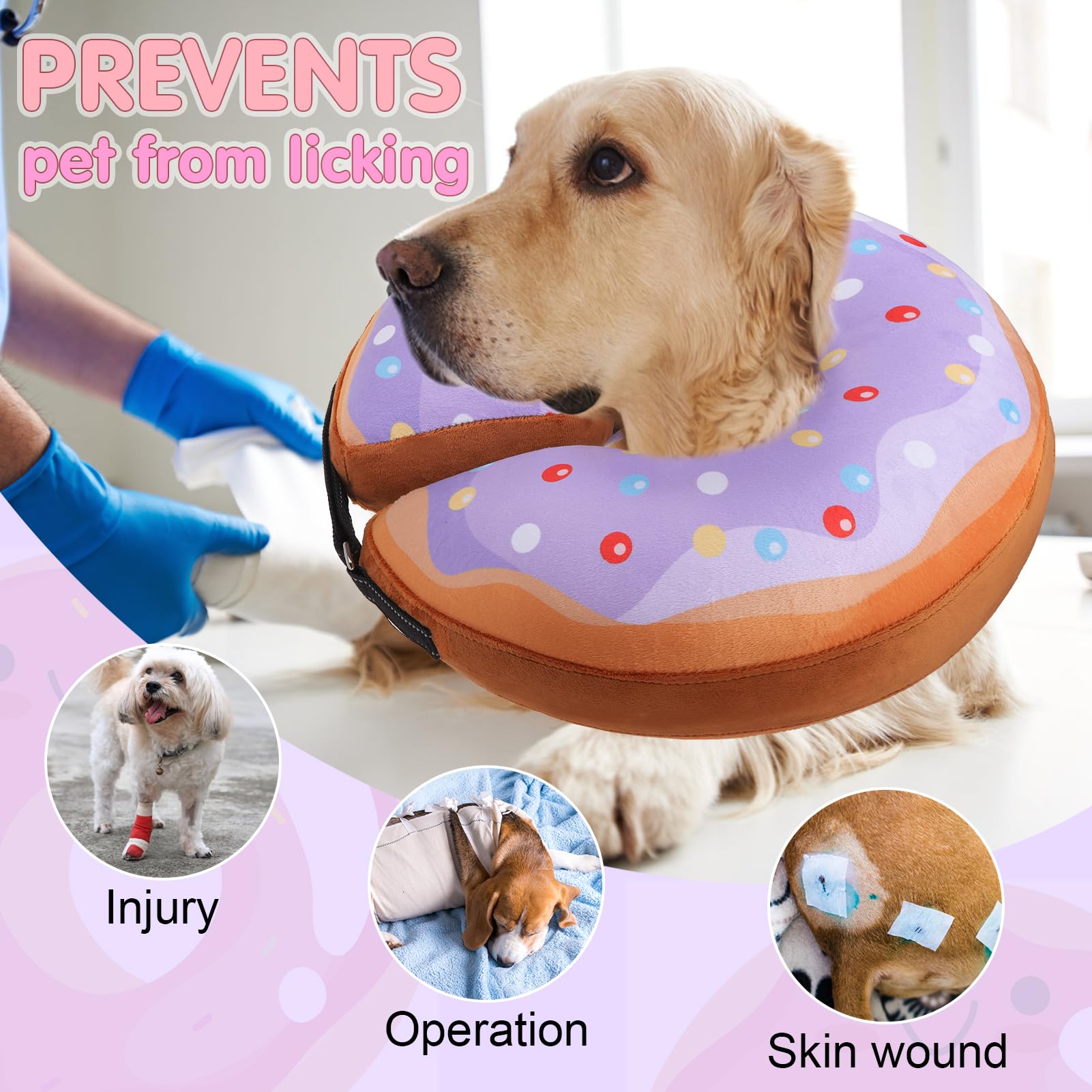 BEAUTYZOO collar inflable, diseño suave y ligero para dormir y comer.