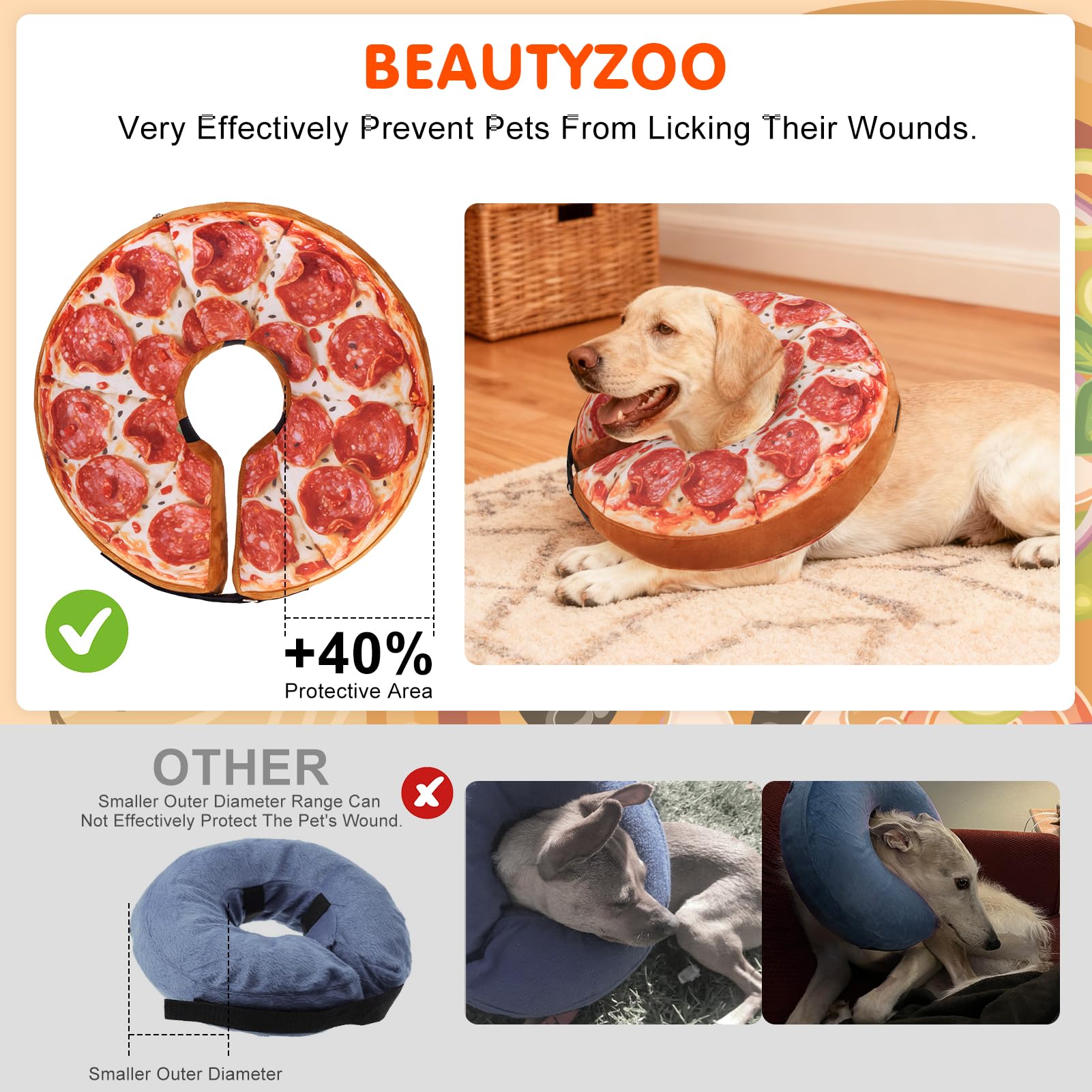 BeautyZoo collar inflable ligero: permite movimiento y alimentación con libertad