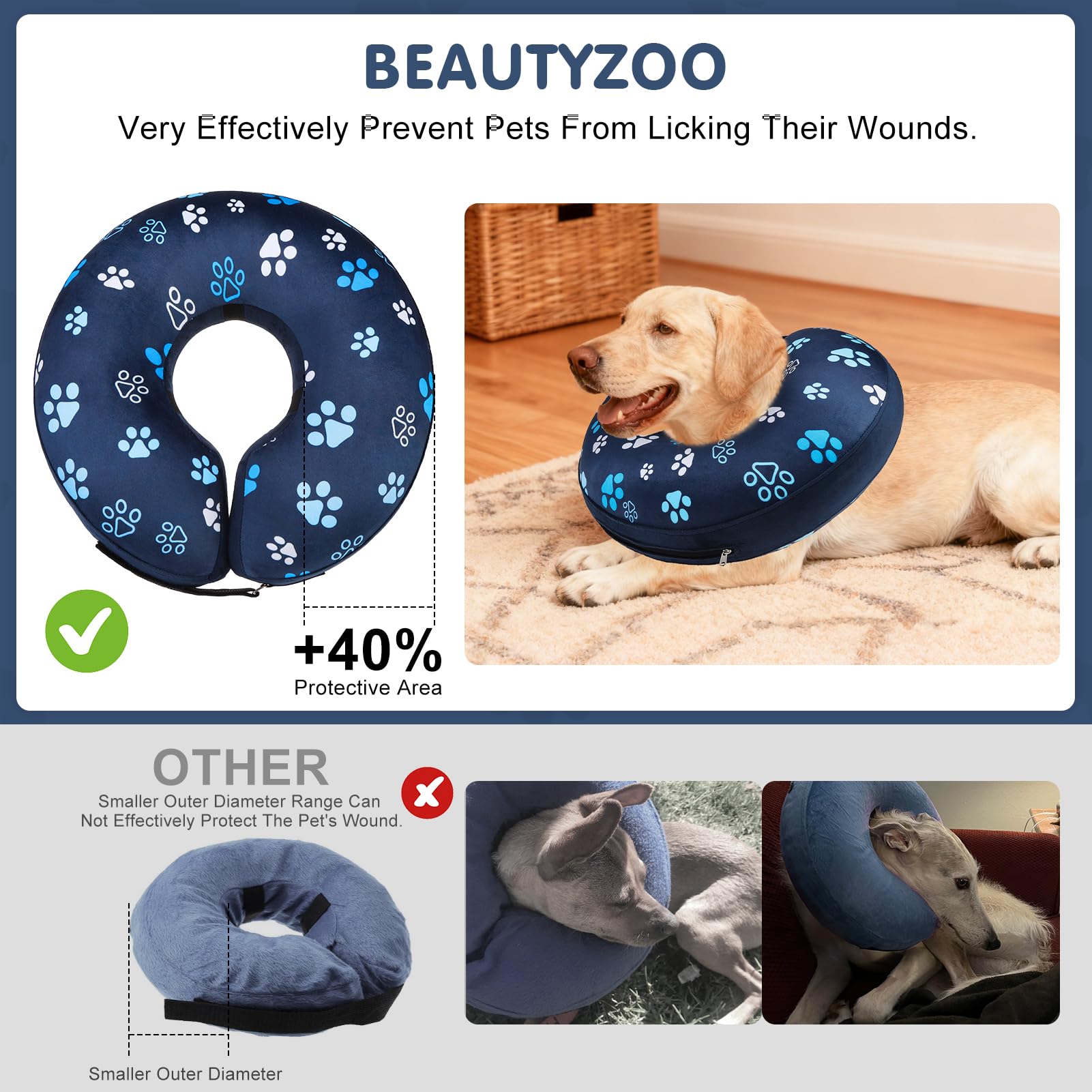 Collar inflable ligero BEAUTYZOO permite comer, beber y dormir sin estrés