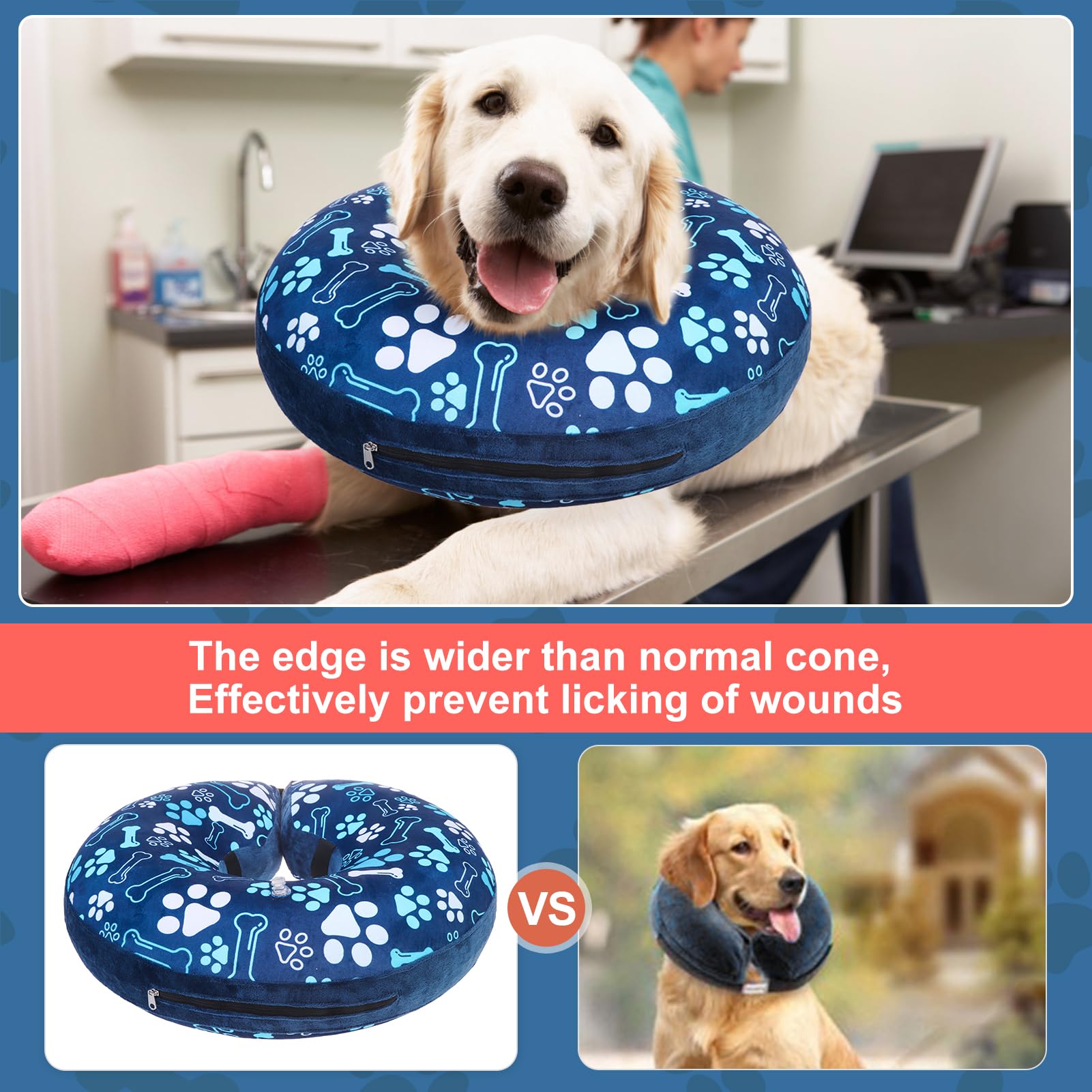 BEAUTYZOO cono inflable para perro protección mordidas: barrera suave alrededor del cuello