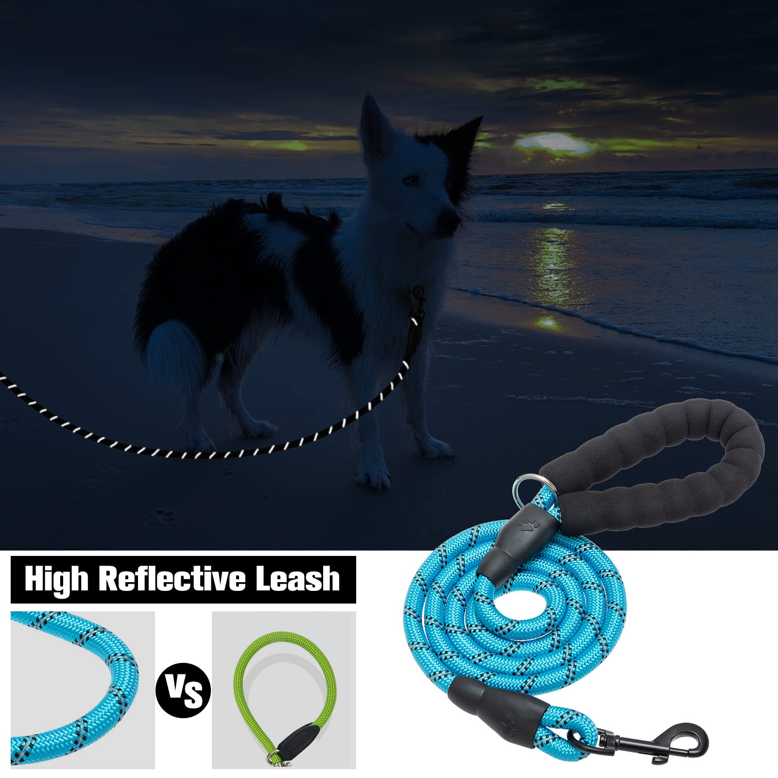 BEAUTYZOO correa de perro reflectante de nailon para mayor visibilidad nocturna