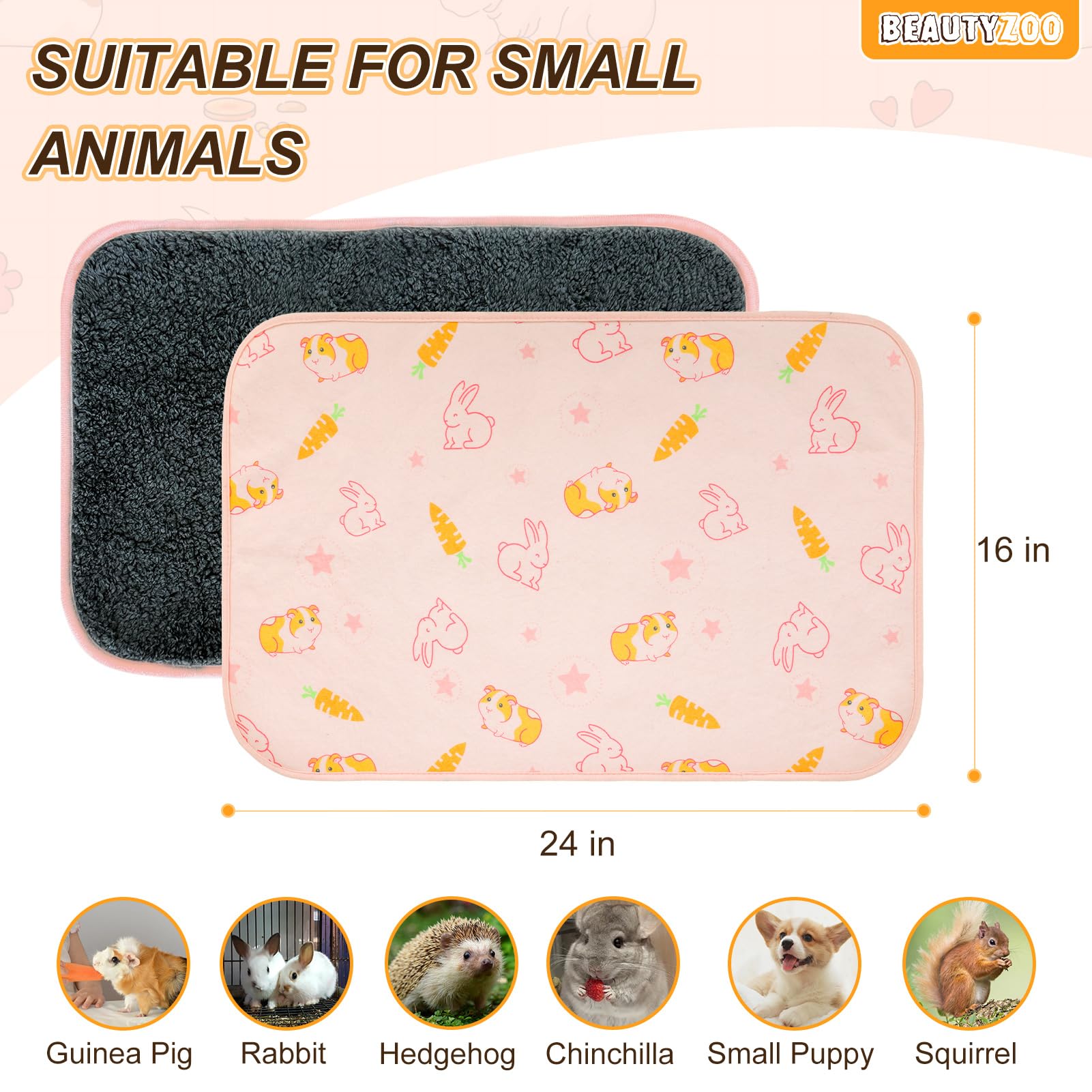 BEAUTYZOO doble juego de cubiertas para conejillo de indias, higiene diaria