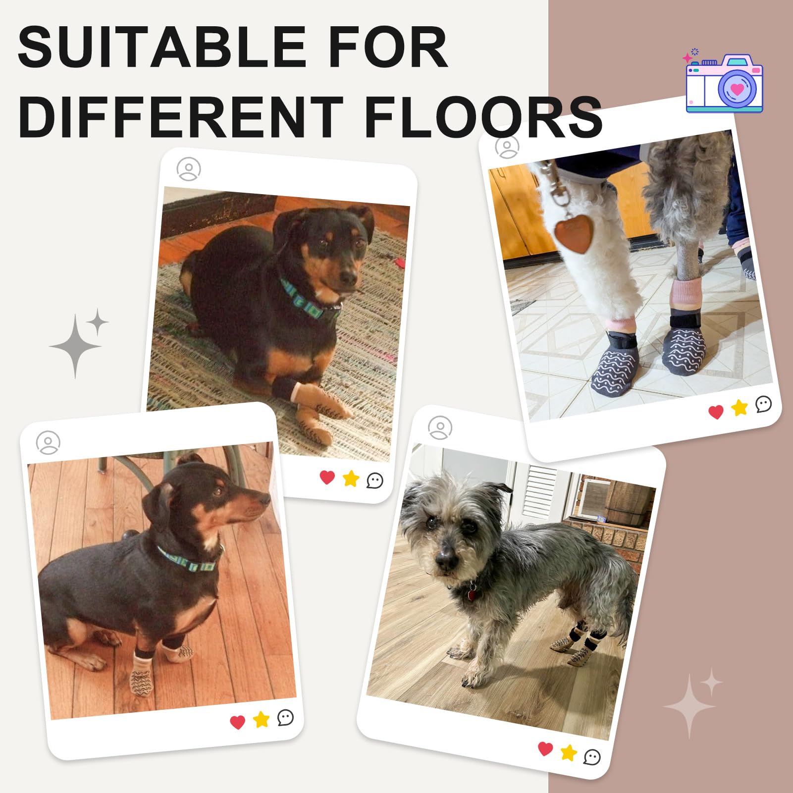BEAUTYZOO Calcetines para perros diseño estriado con puntos para tracción